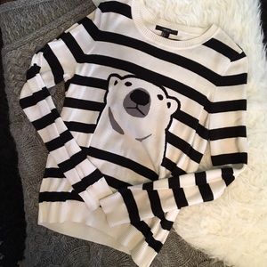 Black & White Striped Polar Bear Sweater