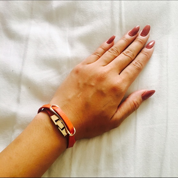 Orange Faux Leather Necklace/Bracelet - Picture 3 of 4