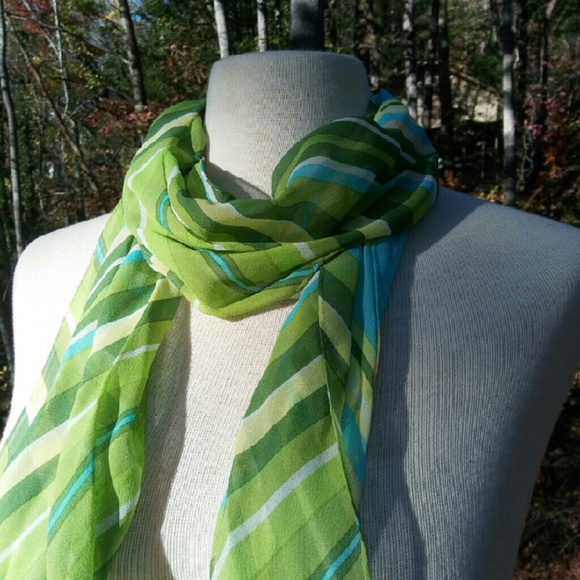 💚 Striped Silky Scarf  #hundredsofscarves - Picture 2 of 4