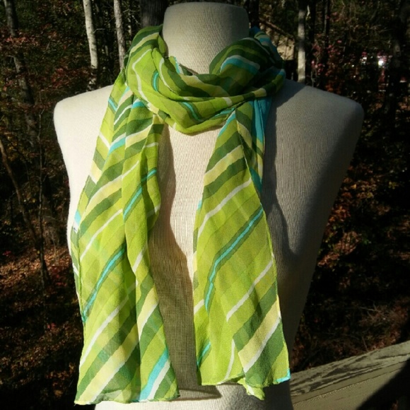 💚 Striped Silky Scarf  #hundredsofscarves - Picture 3 of 4