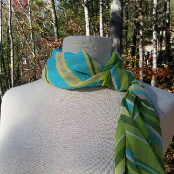 💚 Striped Silky Scarf  #hundredsofscarves - Picture 4 of 4