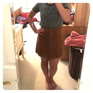 Suede button down skirt