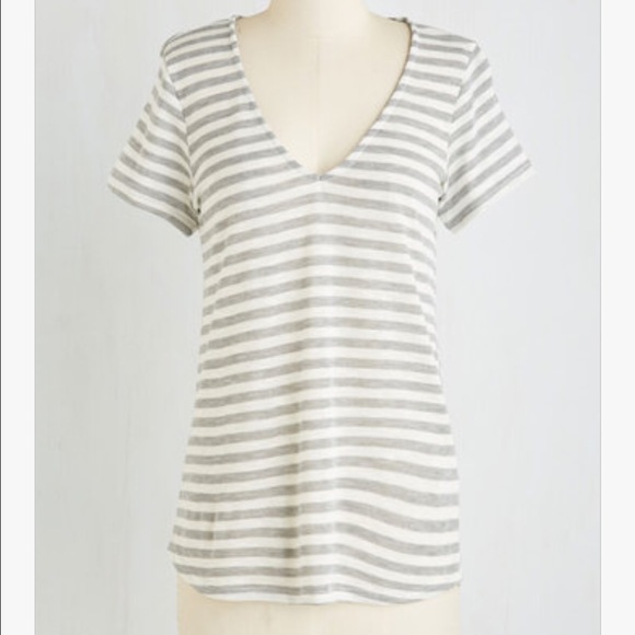 Gray and White Striped Tee