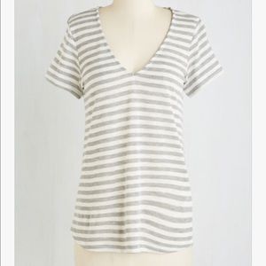 Gray and White Striped Tee