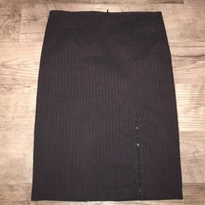 Pencil Skirt. Black with red pinstripes. Size 3/4