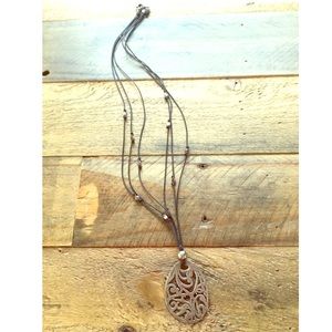Silpada Sterling Silver & Black Leather Necklace