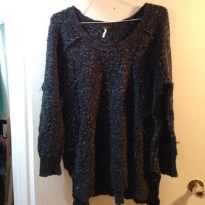 Free People Side Split Marbled Sweater Sz L