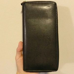 Comme des Garcons black leather full zip wallet