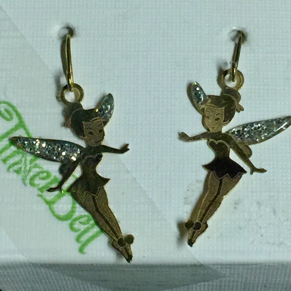 10K Gold TinkerBell 🔔 Dangle Earrings