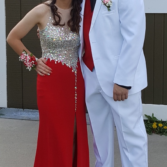 Red Split Leg Prom Dress - Picture 1 of 4