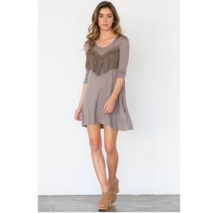 Alter'd State front suede mini tassel dress