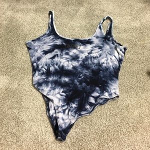 LA Hearts "Babe" blue tie dye bodysuit
