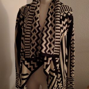 Cozy black and white tribal cardigan