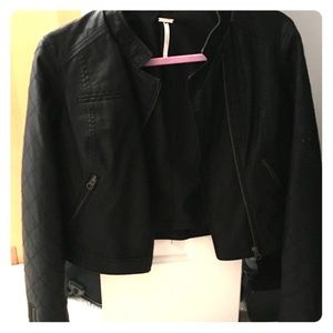 Free people black leather jacket