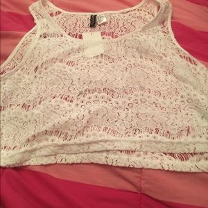 White lace crop top