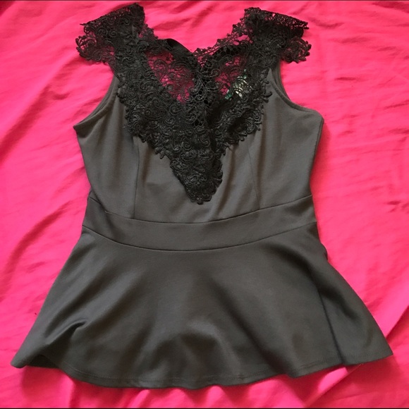 Gray Peplum Shirt - Picture 1 of 3