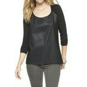 Faux Black Leather Front with long sleeve