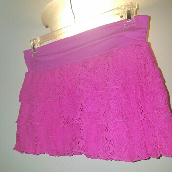 Hot pink lace skirt