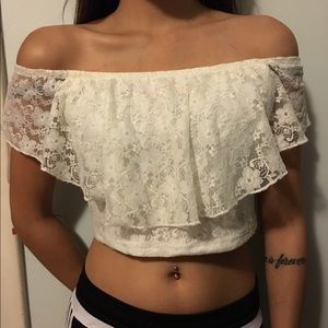 White laced crop top