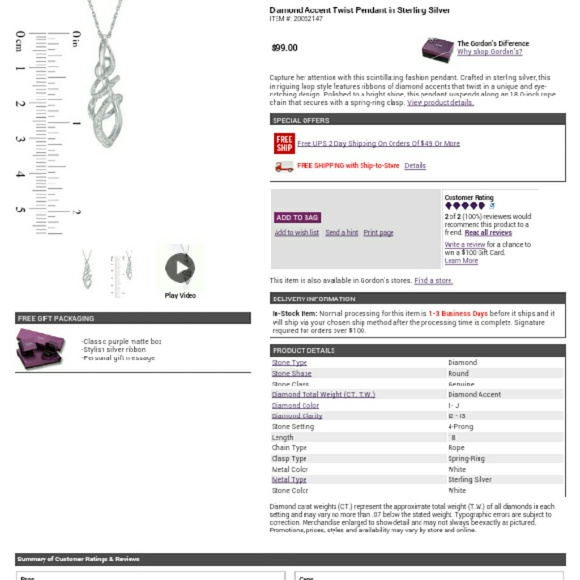 Helzberg Diamond Twisted Pendant