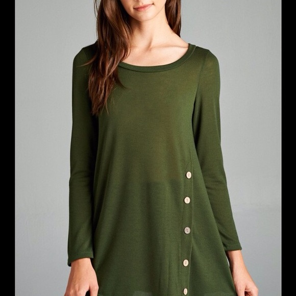 Olive side button tunic - Picture 4 of 4