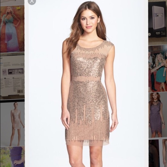 Adrianna Papell illusion beaded dress (NWT)
