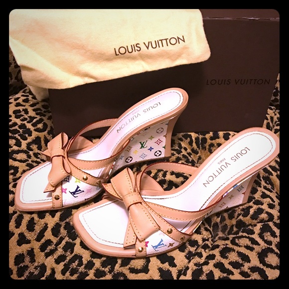 Louis Vuitton White Monogram Wedges