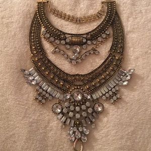 Gold Crystal Large Statement Necklace