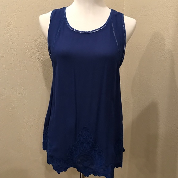 Pixley Miandra Embroidered Top in Cobalt EUC Sz M