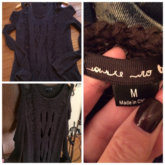 ❌Gifted Destroyed  Cold Shoulder Sweater ❌ - Picture 4 of 4