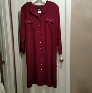 Burgundy dress with pearl like buttons 26W