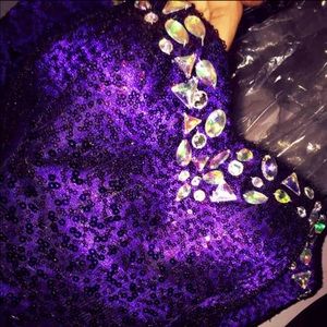 Purple Rhinestone Short Dress