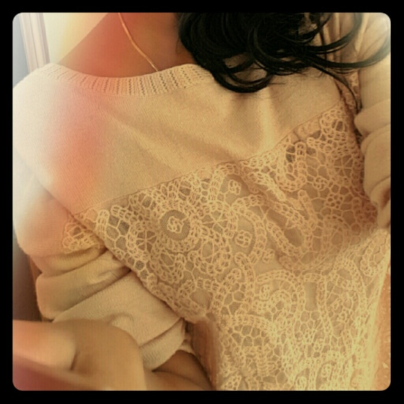 Pink Lace Oversized Sweater