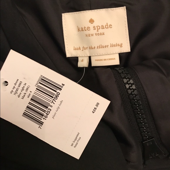 New unworn Kate Spade Zip Front V-neck dress - Picture 3 of 4