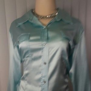 Chico's silk blend button down long sleeve blouse