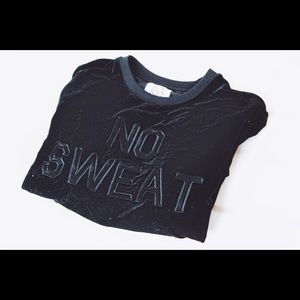 "No Sweat" velvet crewneck