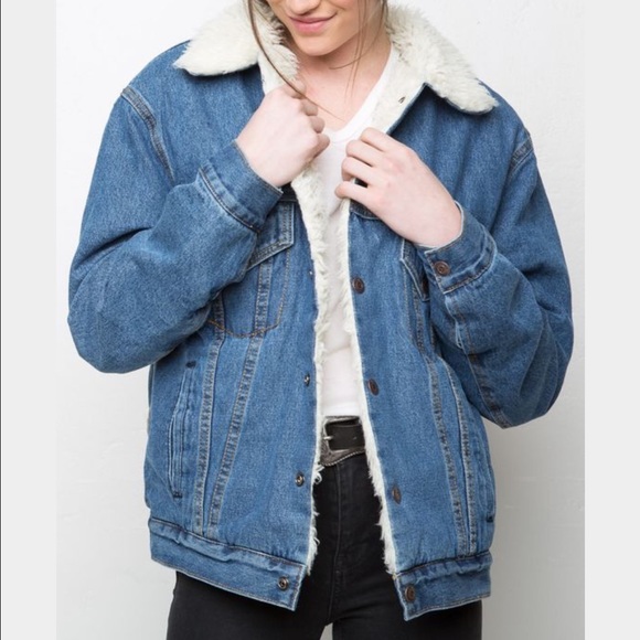 Brandy Melville Fur Denim Jacket