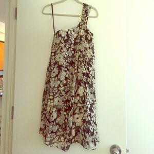 Milly silk one shoulder cocktail dress