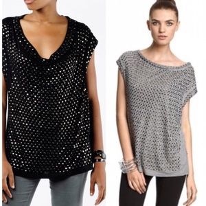 JOIE Yuma Black Studded Nailhead Top jersey Knit