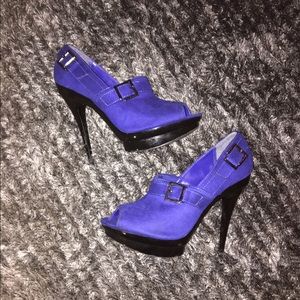Shoe Dazzle Blue Suede Heels