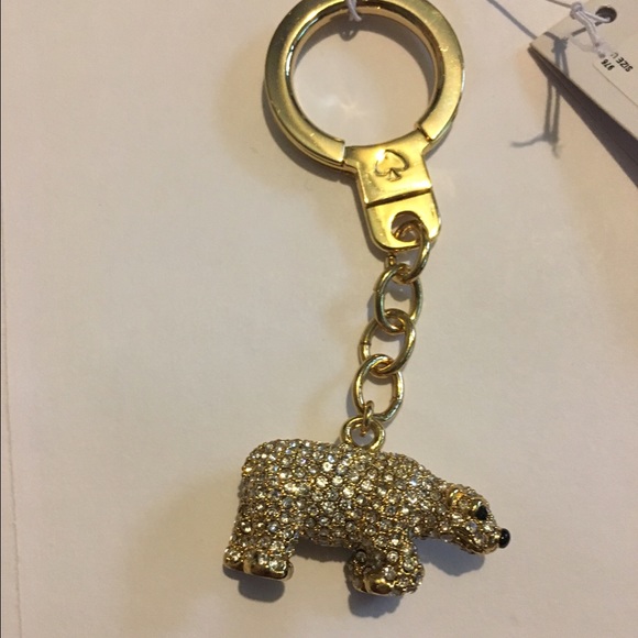 Kate Spade Polar Bear Crystal Gold Key Chain Fob