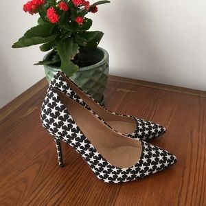 J.Crew black and white star fabric pumps size 7.5