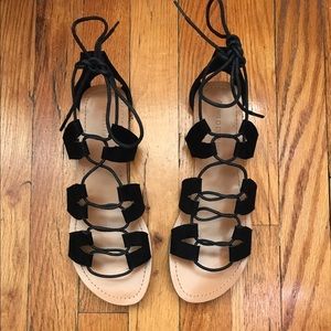 Wild diva suede black sandals. Size 8!