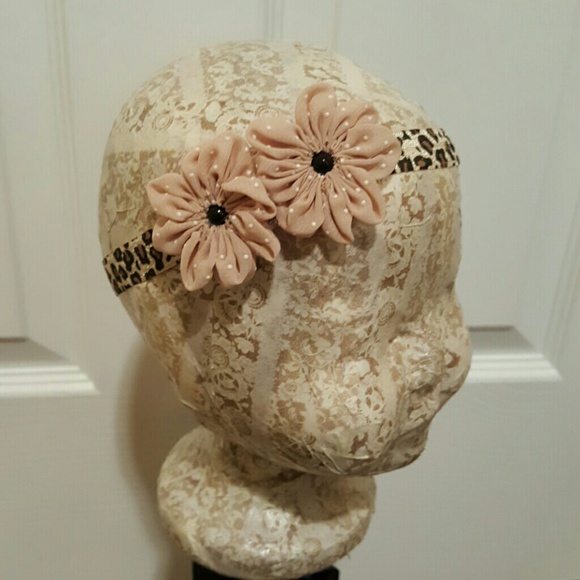 Leopard double flower headband