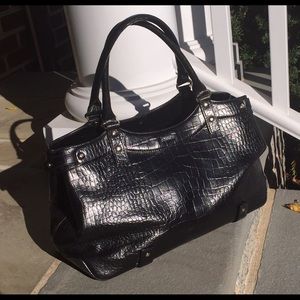 Kate Spade Croc Embossed Leather Black Handbag