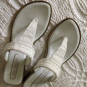 White Beaded Flip Flops