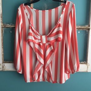 Long Sleeve Orange and White Shirt