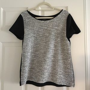 Black and white textured sweatshirt tee