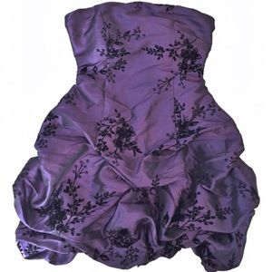 Deep purple strapless dress