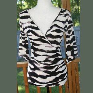 Boston Proper Black White Striped Top Boston Proper Black White Striped Top